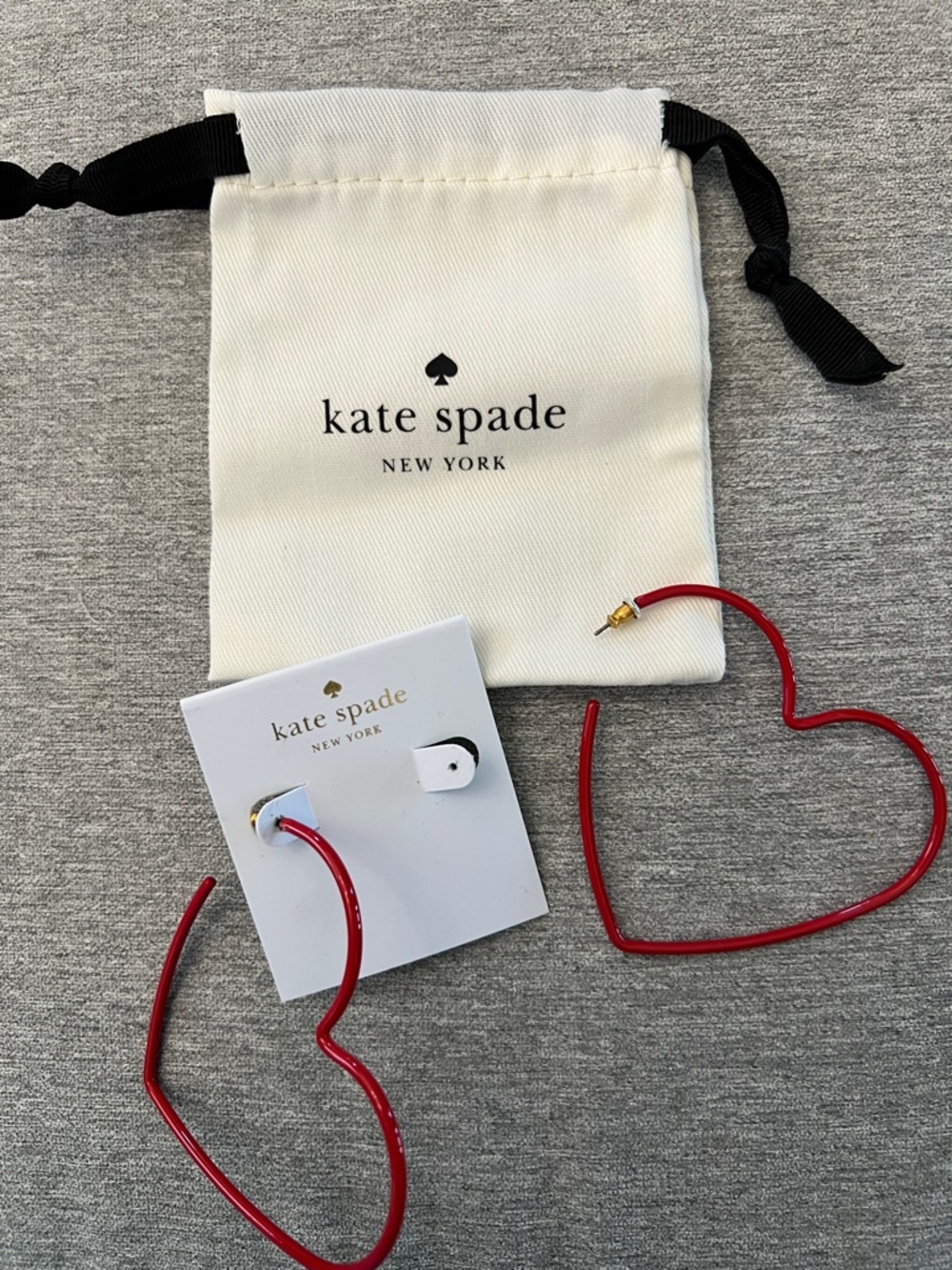 NWT Kate Spade Red Heart Hoop Earrings